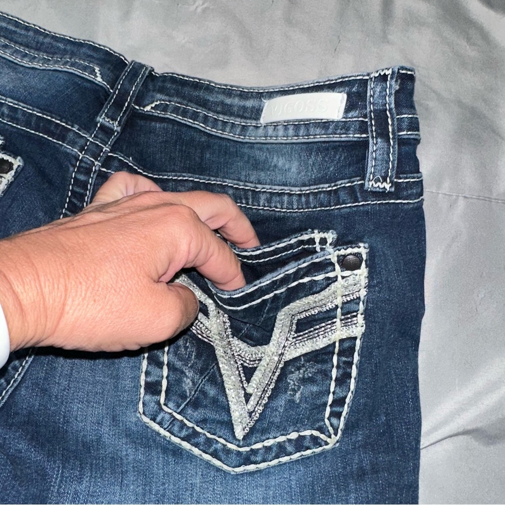 Vigoss Women 31 Kendra Bootcut Jeans Dark Wash Western Cowgirl Rodeo Distressed - Picture 5 of 10